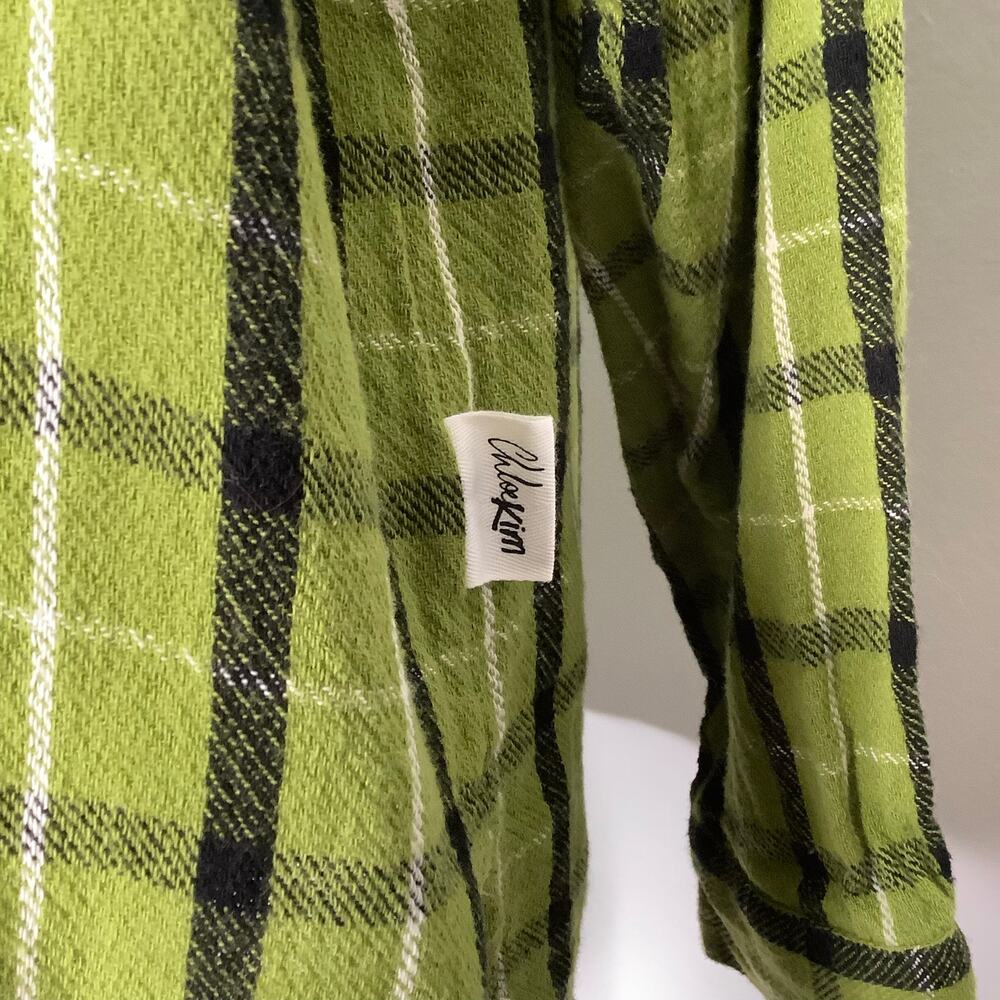 Roxy / Chloe Kim Green Plaid Button Down Flannel Shirt - Women’s M / L - Picture 3 of 10